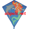 Mermaid & Dolphin : 30" Diamonds (15309) Kite