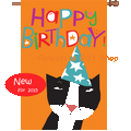 Happy Birthday Kitty (Cat) :     Double-sided Applique