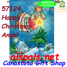 57124 Happy Christmas Angel : Illuminated House Flag (57124)