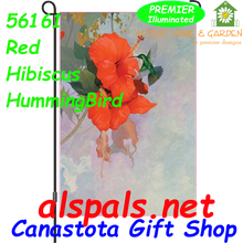 56161  Red Hibiscus & HummingBird : Garden Flag by Premier Illuminated (56161)