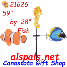 21626 Fish 59" : Single Tier Carousel Wind Spinners (21626)
