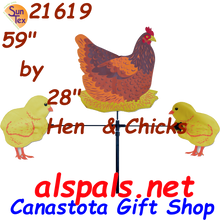 21619  Hen & Chicks 59" Single Tier Carousel Wind Spinners (21619)