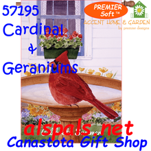 57195 Cardinal & Geraniums : Premier Soft  House Flag (57195)
