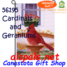 56195  Cardinal & Geranium : PremierSoft Garden Flag (56195)