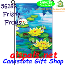 56182  Frisky Frogs : Garden Flag by Premier Illuminated (56182)