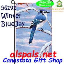 56191  Winter Blue Jay : Garden Flag by Premier Illuminated (56191)