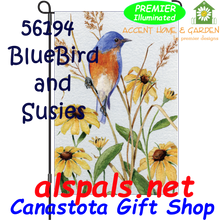 56194  Bluebird & Susies : Garden Flag by Premier Illuminated (56194)