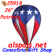 Patriotic 26" Hot Air Balloons (25918) Wind Spinner.  When you want to strut your Patriotic Pride the awesome 26" Patriotic Hot Air Balloon is the perfect purchase. Just purchase two, it will more than double projection.
