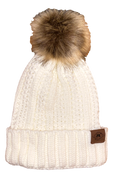 A3 Women's Pom Knit Beanie - White