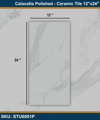 Calacatta Polished - Ceramic Tile 12" X 24" | Discontinued
