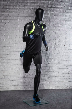 Otis, Athletic Matte Black Male Running Mannequin MM-PB5BK02 