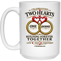 Two Hearts One Journey 15 oz White Mug