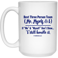 Three Person Team 15 oz White Mug