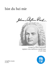 Bist Du Bei Mir (High Voice and Harp)-J. S. Bach, arr. Rhett Barnwell - PDF