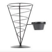 Vertigo Round Appetizer Wire Cone Basket with 1 Ramekin - 5" x 9"-Tablecraft ACR59 