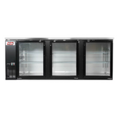 90" Black Counter Height Glass Door Back Bar Refrigerator with LED Lighting