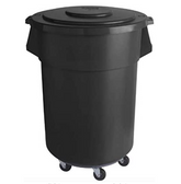 Commercial Trash Can with Lid and Dolly 32 Gallon Black