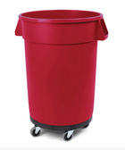 Commercial Trash Can with Lid and Dolly 32 Gallon Red