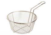 Nickel-Plated Medium Mesh Fry Basket with Front Hook-8 1/2" Round 