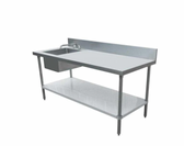 30" x 60" Galvanized Stainless Steel Table with Left Sink and 6" Backsplash