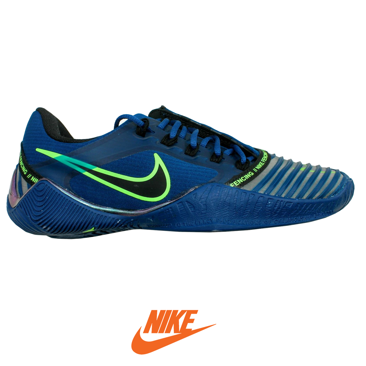 lint wedstrijd Streng Nike Ballestra 2 Blue/Green - The Fencing Post