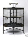 Black Corner Parrot Cage with Stand - 3158BLK