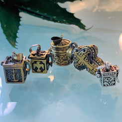 crown, dove, cylinder, cross, tiny silver box