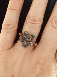 patina flower ring