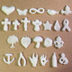 puffy heart*, butterfly*, infinity*, bird*, dove*, cross 1, cross 2, cross 3, angel, star, teardrop, ribbon, tree, leaf, mushroom, flower, fleur-de-lis, anchor, wishbone, I love you hand, heart in hand, bottle, international breastfeeding symbol

* indicates a horizontal pendant.