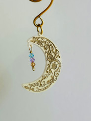 etched moon multiple birthstones ornament