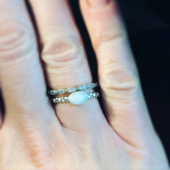 beaded oval ring