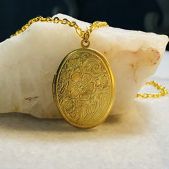 floral oval locket