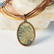 Copper pendant, onyx & old gold color