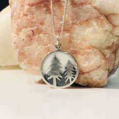 mountain and trees charm