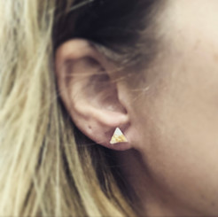 metallic triangle stud earrings
