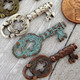 pewter, turquoise, copper