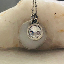 organic layered tag & crystal necklace