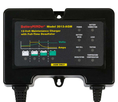 BatteryMINDer® Model 2012-AGM-OBD2: 12V 2 AMP Charger-Maintainer-Desulfator W/ OBD2 Connector for Specialty 12V Sealed AGM Lead-Acid Batteries 