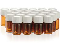 Essential Oil 2 ml Amber Sample Bottles 25 ct Bag with Lid Caps and Reducers by Young Living