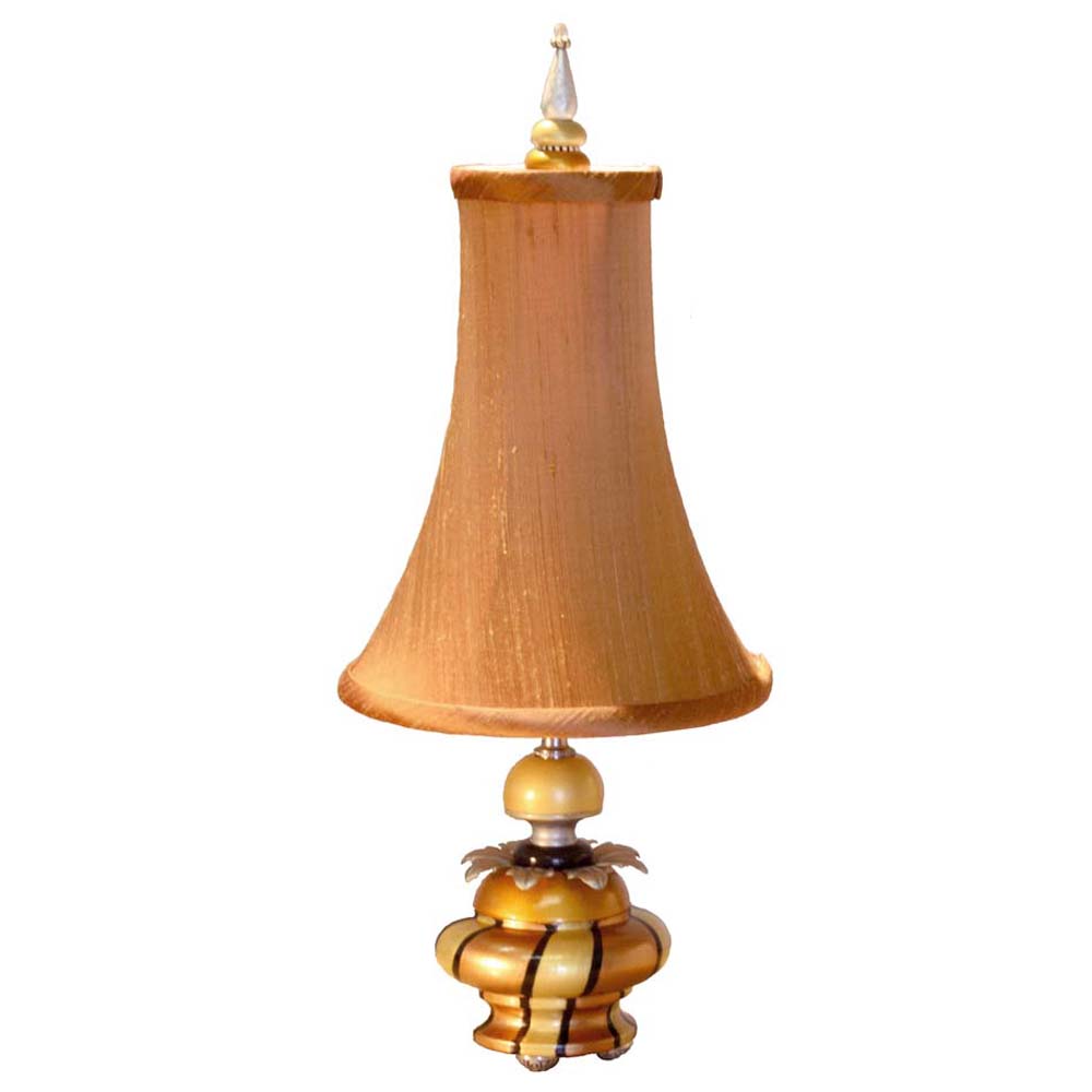 Sunflower lamp with bell shade pecan