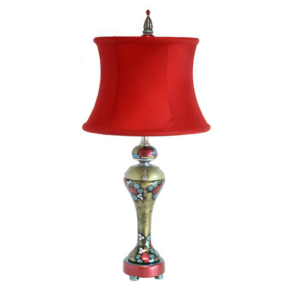 Dolly Accent Lamp with drum shade silk poinsettia