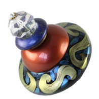 One-of-a-Kind Parfum Paperweight in copper and aqua with jade scrolly paint finish.