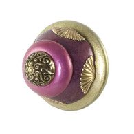 XL Tudor knob 2.5  inch diameter in jade, amethyst and pink with gold metal details