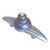 Duchess periwinkle orbit pull 5.25 in. with 2.5 in.hole span has silver metal accents and crystal