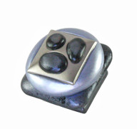 Tiki Square Knob Light Sapphire and Moonstone 1 1/2 in. with silver metal details 