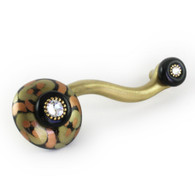 Grand Tiki Gold Eel Right Pull 5.5 In. with 4 Inch Hole Span with gold metal accents and crystal