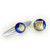 Mini duo knob deep lapis with Duo Orbit pull deep lapis 5 in. with 4 in. hole span