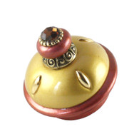 Isabella knob 2.5 in. diameter light gold with gold metal details and Swarovski Smoke topaz crystal