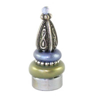 Lamp Finial Seaside in jade and light sapphire with silver metal details and Swarovski blue crystal