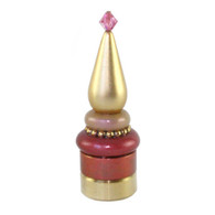 Lamp Finial Poppy in coral, ruby and pale pink with gold metal details and Swarovski rose crystal